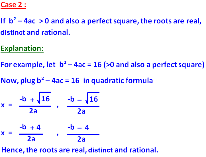 Skæbne hastighed marmorering Nature of the Roots of a Quadratic Equation