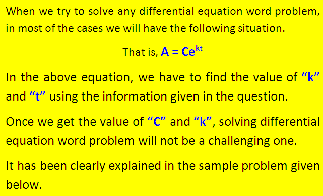 solving differential equation word problems