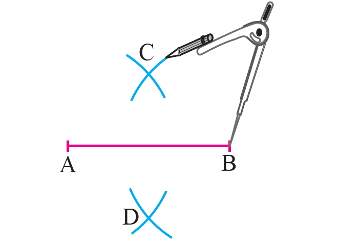 Construction of perpendicular bisector of a line segment 2